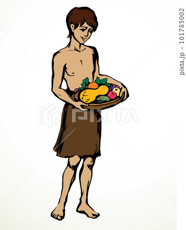 Ancient servant boy. Vector drawing 101785002