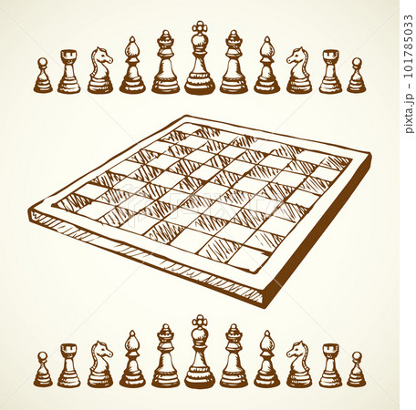 Chess figures. Vector pen drawing Stock Vector by ©Marinka 336274028