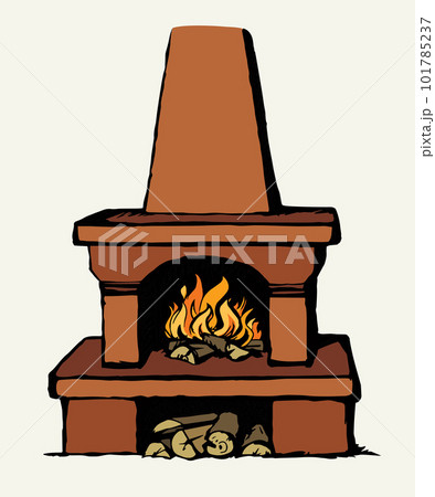 Old Russian stove. Vector drawing 101785237