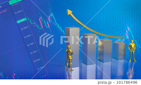 gold men figure and chart for business concept 3d rendering 101786496
