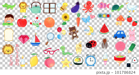 手描きのあいうえおのことばイラストセット 101786824