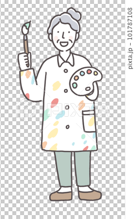 享受繪畫的資深婦女 享受繪畫的資深婦女 101787108