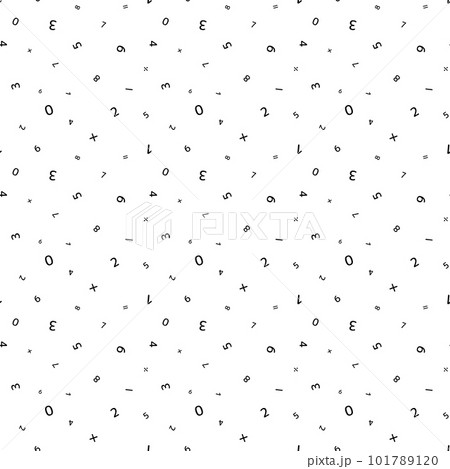 シームレスパターン｜数字・計算・算数（丸ゴシック） 101789120