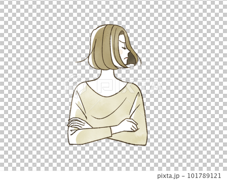 腕組みをして怒っている女性 101789121