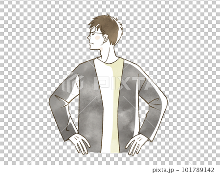 腰に手をあてて怒っている男性 101789142