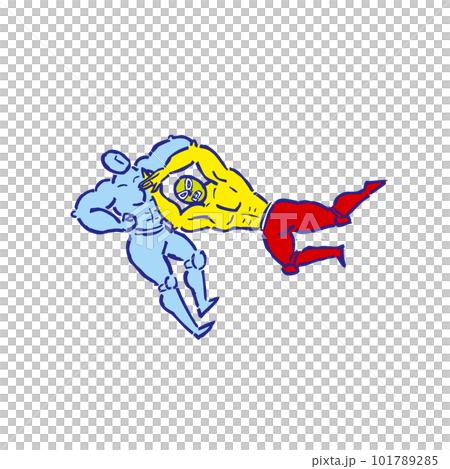 Flying cross chop professional wrestling professional wrestler person illustration 101789285