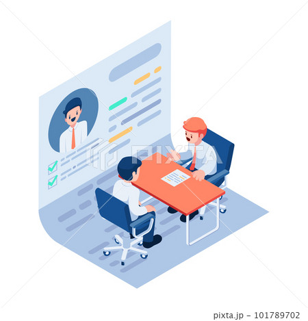 Isometric Businessman During Job Interview with Boss 101789702