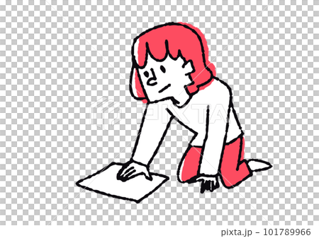 女人擦地板的插圖素材 101789966