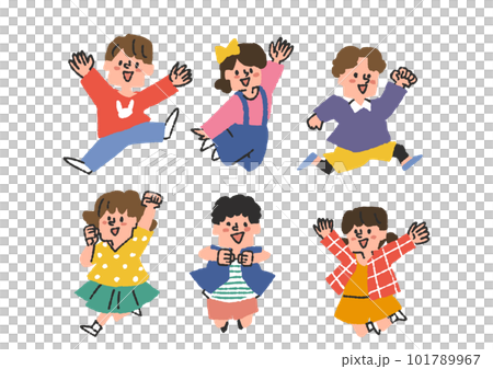 跳躍的孩子的插圖素材集 101789967