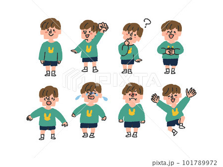 いろんな表情の男の子のイラスト素材セット 101789972