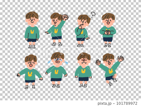 いろんな表情の男の子のイラスト素材セット 101789972