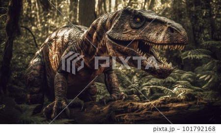 森を歩くティラノサウルス：AI作品 101792168