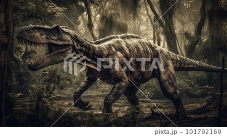 森を歩くティラノサウルス：AI作品 101792169
