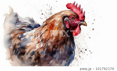 水彩風の鶏：AI作品 101792170