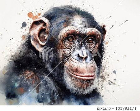 水彩風のチンパンジー：AAI作品のイラスト素材 [101792171] - PIXTA