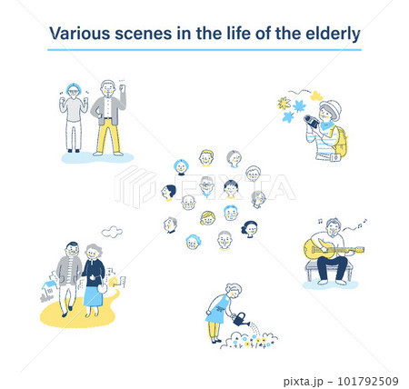 シニア世代のさまざまなライフシーン　セット 101792509