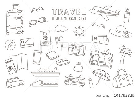 シンプルな旅行のベクターイラストセット。 シンプルな旅行のベクターイラストセット。 101792829