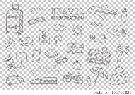 シンプルな旅行のベクターイラストセット。 シンプルな旅行のベクターイラストセット。 101792829