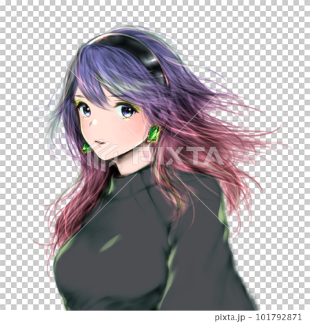 Woman with gradation hair with her hair flowing blue hair background transparent Woman with gradation hair with her hair flowing blue hair background transparent 101792871