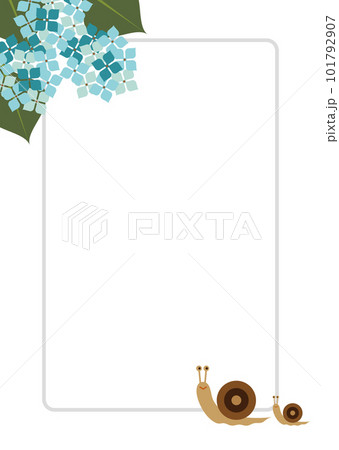 カタツムリとアジサイのシンプルなフレーム 101792907