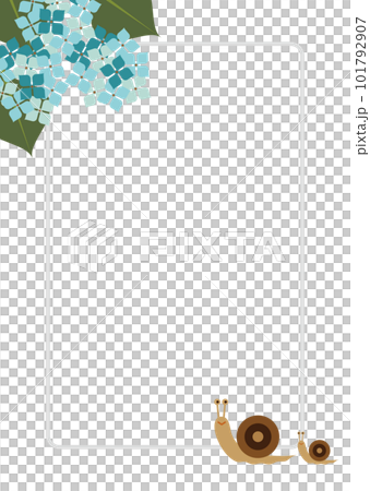 カタツムリとアジサイのシンプルなフレーム 101792907