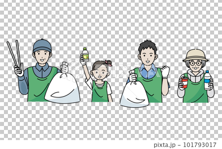 人們撿垃圾的志願者活動圖解 101793017