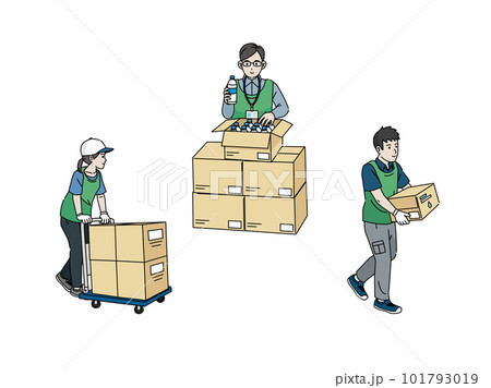 ボランティア活動 支援物資を配達する人達のイラスト ボランティア活動 支援物資を配達する人達のイラスト 101793019