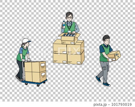 ボランティア活動 支援物資を配達する人達のイラスト ボランティア活動 支援物資を配達する人達のイラスト 101793019