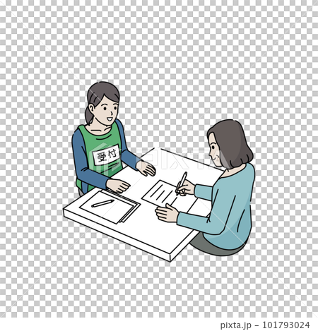ボランティアの受付や登録をする女性のイラスト 101793024