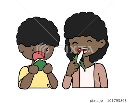 柏餅とちまきを食べる子どもたちのイラスト（黒人男女） 101793863