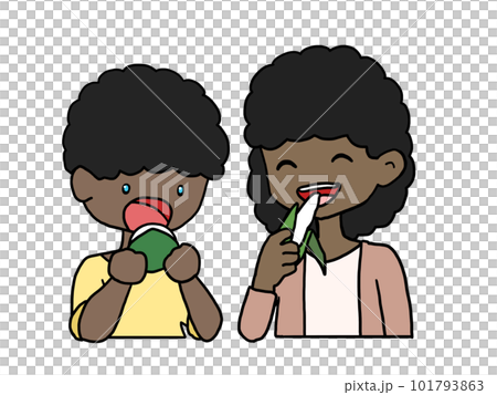 柏餅とちまきを食べる子どもたちのイラスト（黒人男女） 101793863