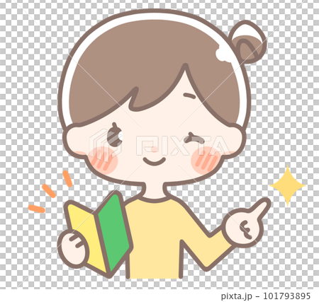 初心者マークを持つお団子の女性 101793895
