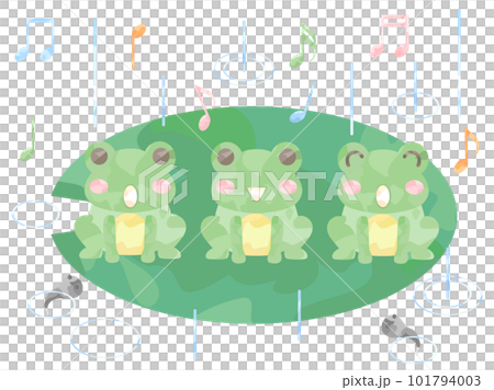 雨の日にカエルが歌っているイラスト 雨の日にカエルが歌っているイラスト 101794003