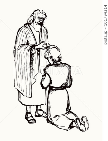 Anointing for the kingdom. Vector drawing 101794314