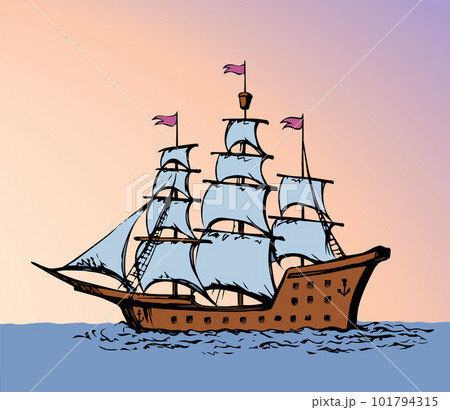 Sailing vessel. Vector drawing ship 101794315