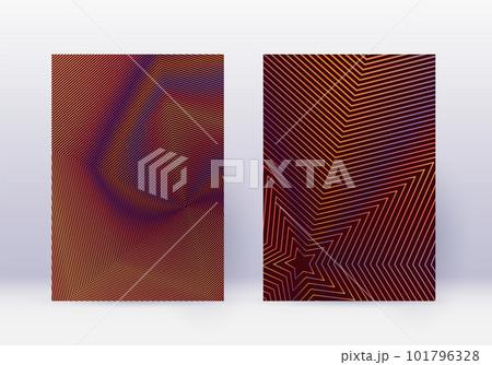 Cover design template set. Abstract lines modern brochure layout. Orange vibrant halftone gradients on wine red background. Delightful brochure, catalog, poster, book etc. Cover design template set. Abstract lines modern brochure layout. Orange vibrant halftone gradients on wine red background. Delightful brochure, catalog, poster, book etc. 101796328