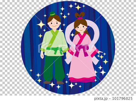 Orihime Hikoboshi and the Milky Way illustration material 101796825