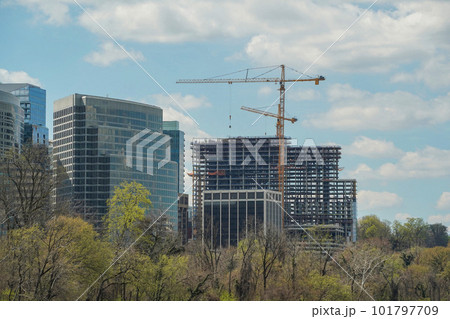north rosslyn georgetown view from cruise on potomac river washignton dc on riverboat water taxi 101797709