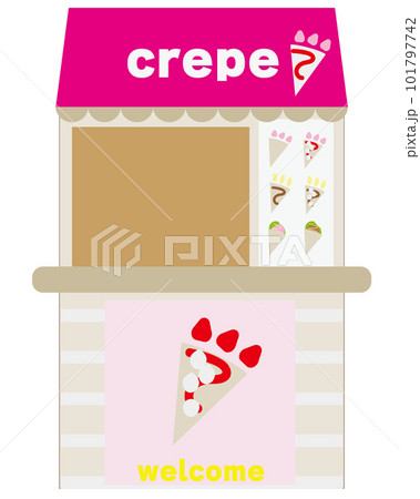 かわいいクレープ屋さんの建物外観イラスト・ビジネス・経営・起業 101797742