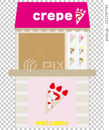 かわいいクレープ屋さんの建物外観イラスト・ビジネス・経営・起業 101797742