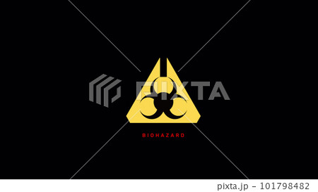 Black and yellow Biological hazard symbol warning triangle. Seamless loop animation. 3D rendered. 101798482