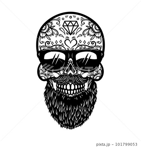 Illustration of mexican sugar skull. Design element for logo