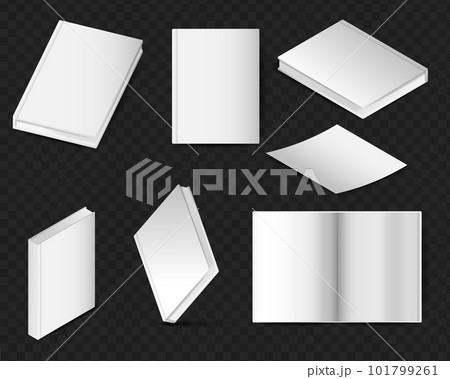 Set of Empty book mockup. Realistic blank book in hardcover in different angles. Applicable for design presentation. Mock Up Template Ready For Your Design. Vector EPS10 101799261