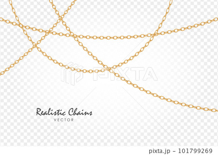 Gold chain isolated on transparent background. Chain backround. Luxury brilliant jewelry pendant or coulomb. Luxury stripe vector design 101799269