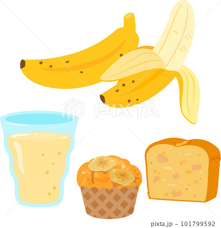 バナナを使った焼き菓子とジュース 101799592