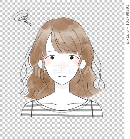 髪のうねりに悩む女性 髪のうねりに悩む女性 101799891
