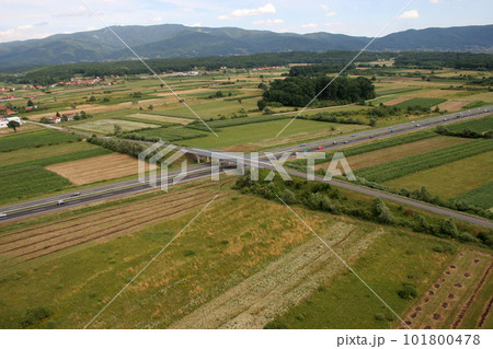Aerial shot of highway A1 near Zagreb, Croatia Aerial shot of highway A1 near Zagreb, Croatia 101800478