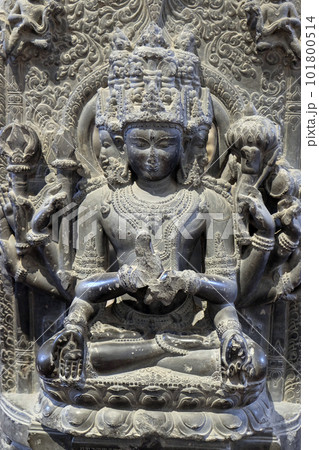 Sadasiva, from 12th century found in Basalt, Bangarh, Dinajpur now exposed in the Indian Museum in Kolkata, West Bengal, India 101800514