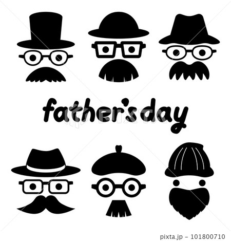 Father's day hat and mustache and round glasses - Stock