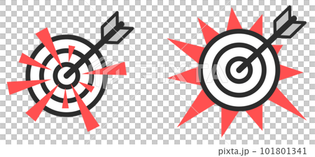 矢が的の中心に当たり大当たりしたイラスト 101801341